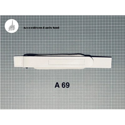 A69 - Courroie basse diatonique cuir velours blanc