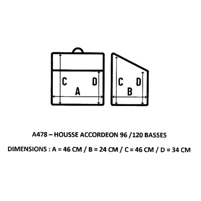Dimensions housse de transport pour accordéon 96 / 120 basses