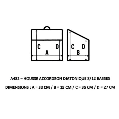 Dimensions housse de transport accordéon diatonique 8 / 12 basses