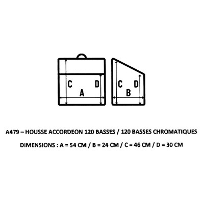 Dimensions housse de transport pour accordéon 120 basses / 120 basses chromatiques