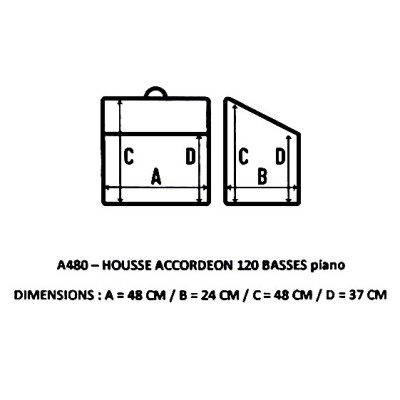 Dimensions housse de transport pour accordéon 120 basses piano