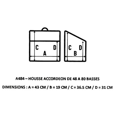 Dimensions housse de transport pour accordéon de 48 à 80 basses