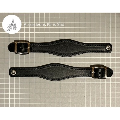 Poignées cuir noir pour bandonéon